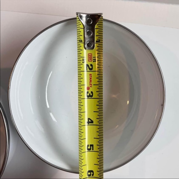 Vintage 1980s GMI Enamelware Nesting Bowl Set Floral MCM Tin Retro Dish Set 80s - Picture 5 of 8